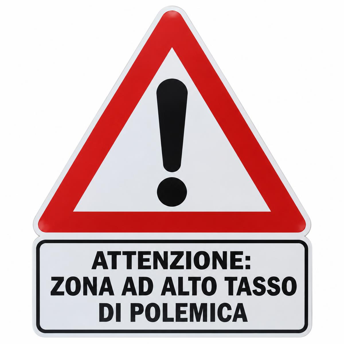 Targa Attenzione: Zona ad Alto Tasso di Polemica con supporto da parete