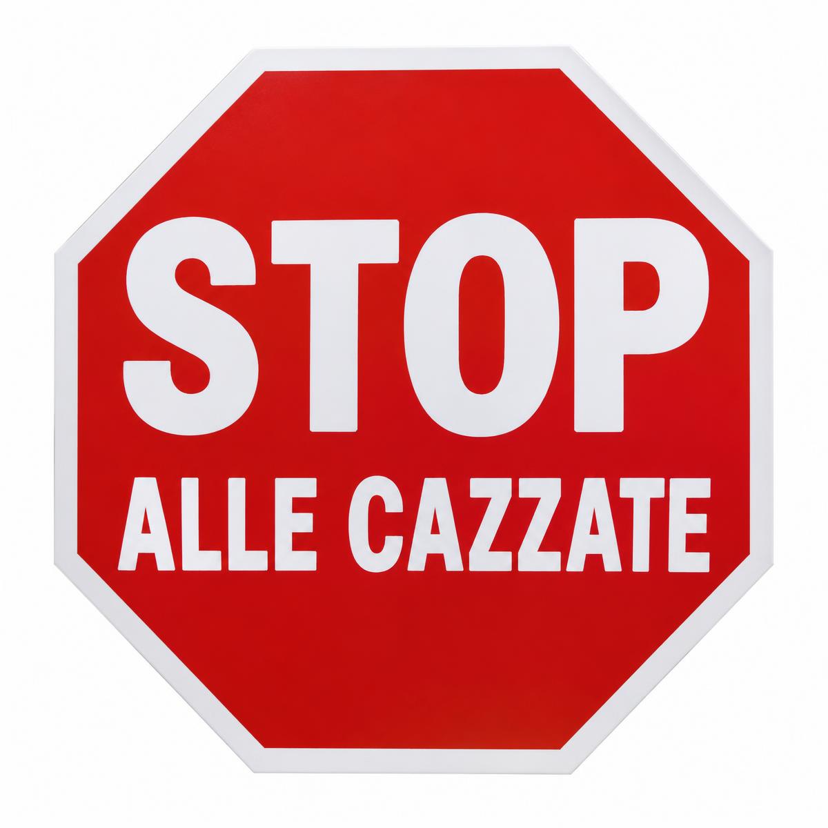 Targa STOP alle Cazzate con supporto da parete