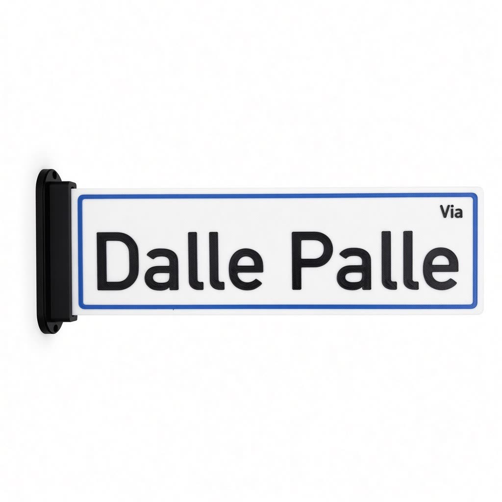 Targa Via Dalle Palle con supporto da parete